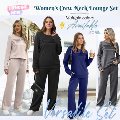 Women's Crew Neck Lounge Set – Top & Drawstring Pants