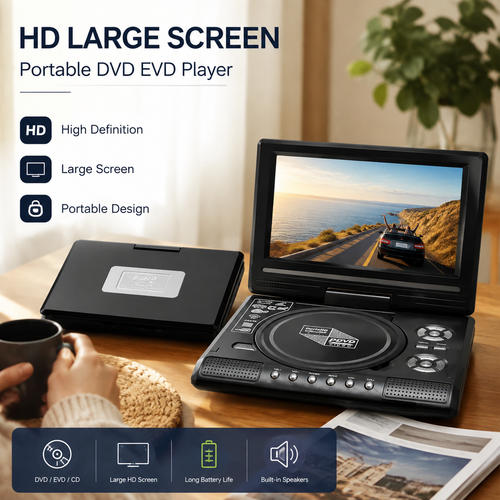 7.8" HD Portable DVD & EVD Player – Rechargeable, No Wi-Fi Needed