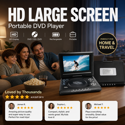 7.8" HD Portable DVD & EVD Player – Rechargeable, No Wi-Fi Needed