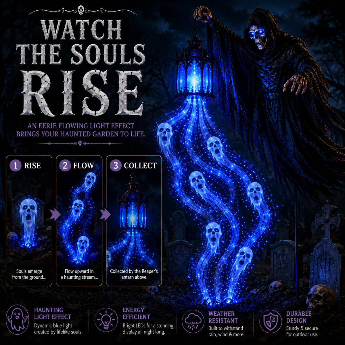 Halloween Soul Harvester Solar Garden Light with Ghost Effect