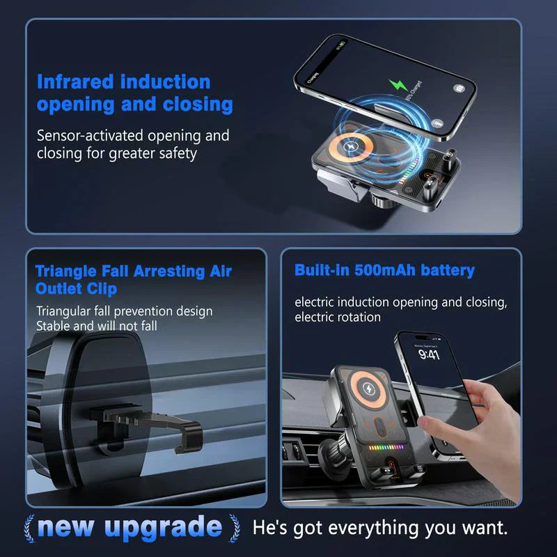 🔥HOT SALE 49% OFF🎁⚡Over 50K sold! 📱Smart 2-in-1 Car Rotating Mobile Phone Holder & Wireless Charger⚡
