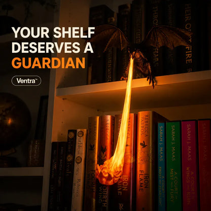 The Shelf Dragon – LED Book Guardian | Cast Resin Dragon Shelf Decor