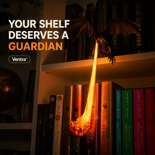 The Shelf Dragon – LED Book Guardian | Cast Resin Dragon Shelf Decor