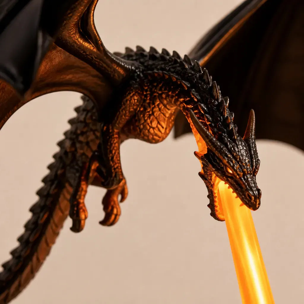 The Shelf Dragon – LED Book Guardian | Cast Resin Dragon Shelf Decor