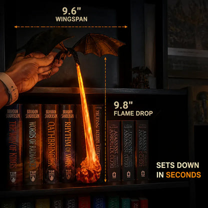 The Shelf Dragon – LED Book Guardian | Cast Resin Dragon Shelf Decor