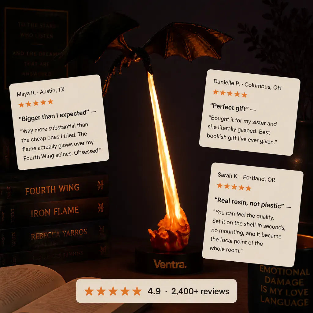 The Shelf Dragon – LED Book Guardian | Cast Resin Dragon Shelf Decor
