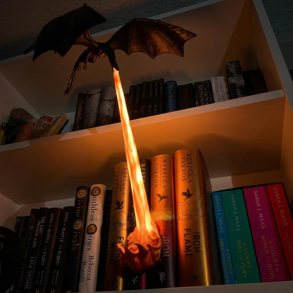 The Shelf Dragon – LED Book Guardian | Cast Resin Dragon Shelf Decor