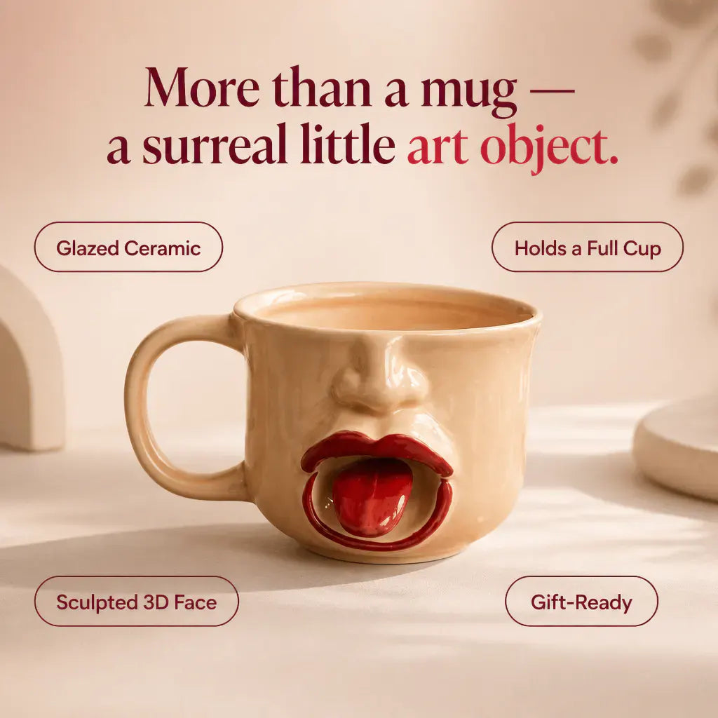 The Cheeky Tongue Mug – Sculpted Ceramic Novelty Cup