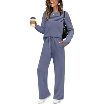 Women's Crew Neck Lounge Set – Top & Drawstring Pants