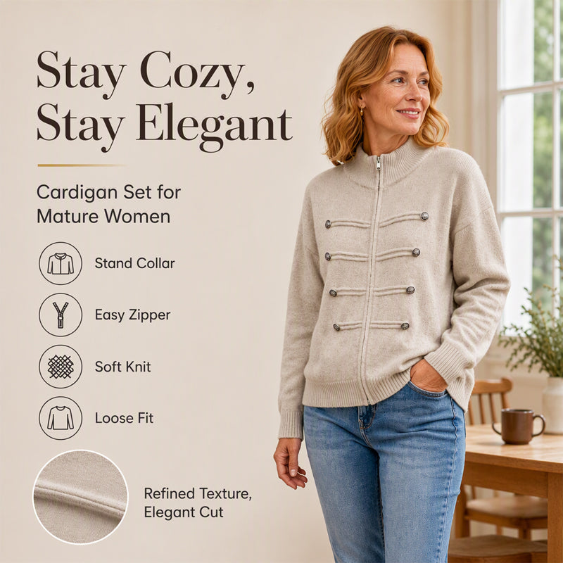 Effortless Elegance | Women's Casual Double Zipper Sweater Jacket