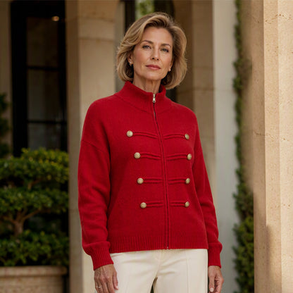 Effortless Elegance | Women's Casual Double Zipper Sweater Jacket